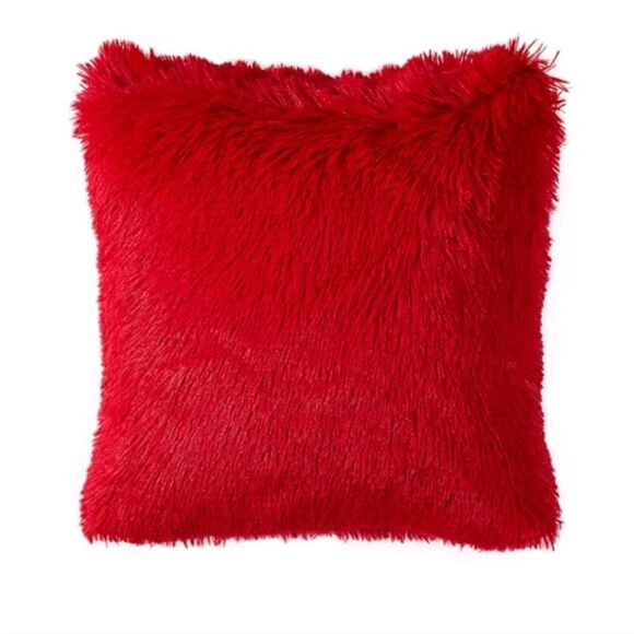 Red Fuzzy Pillow Cover - Picture 1 of 2